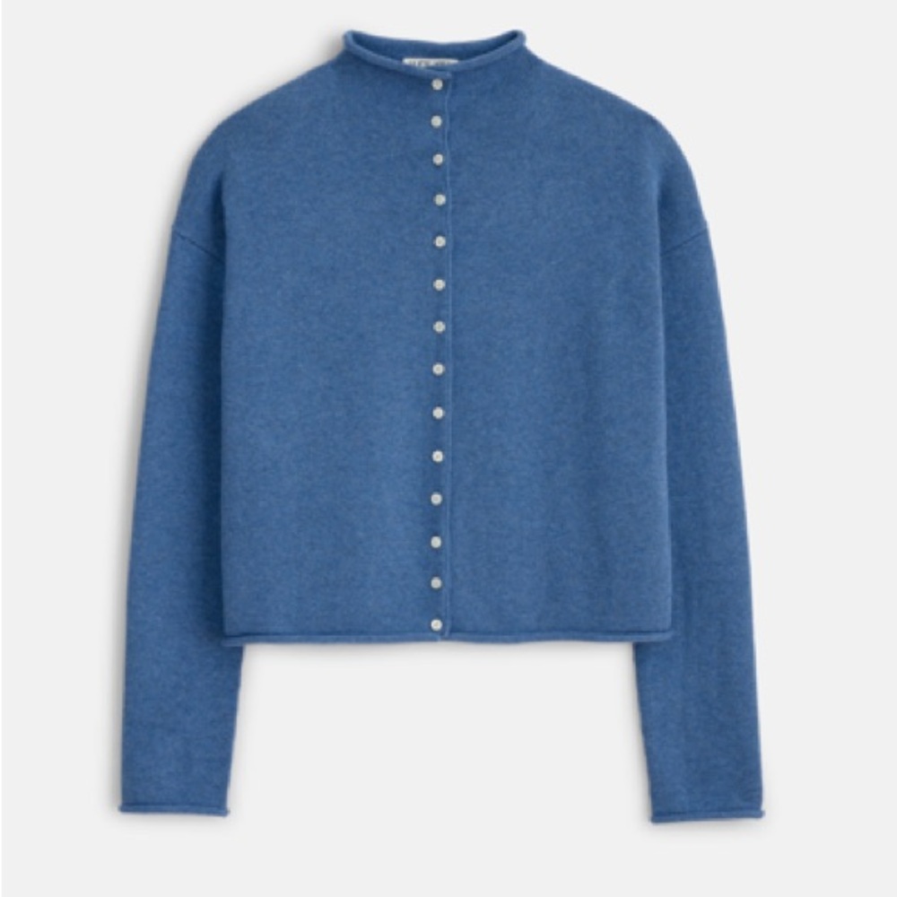 ISO: Taylor roll neck cardigan in harbor blue